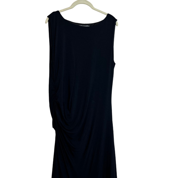Soft Surroundings Womens Maxi Dress Large Black Ruched Side Sleeveless Knit - Picture 2 of 6